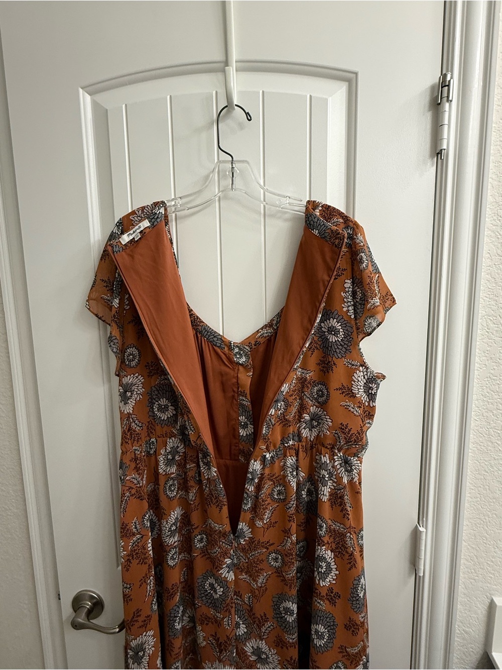 Madewell sheer sleeve Floral Midi Dress sz 18 - Picture 10 of 12